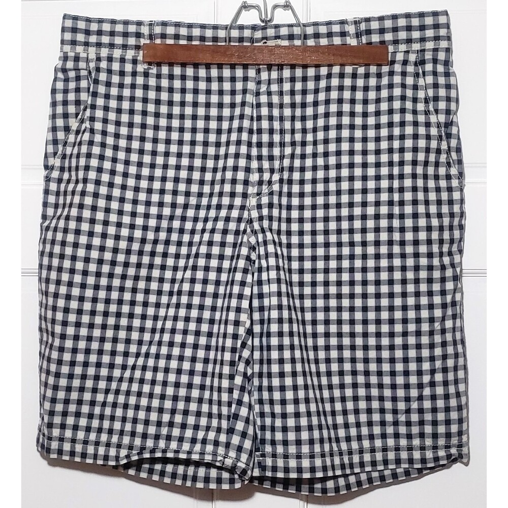 IZOD Shorts Mens 34 Waist Blue and White Checks Cotton